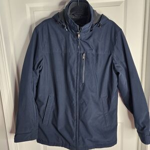 Weatherproof Men's Navy Hooded Raincoat